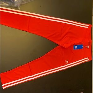 Adidas red and white tight pant